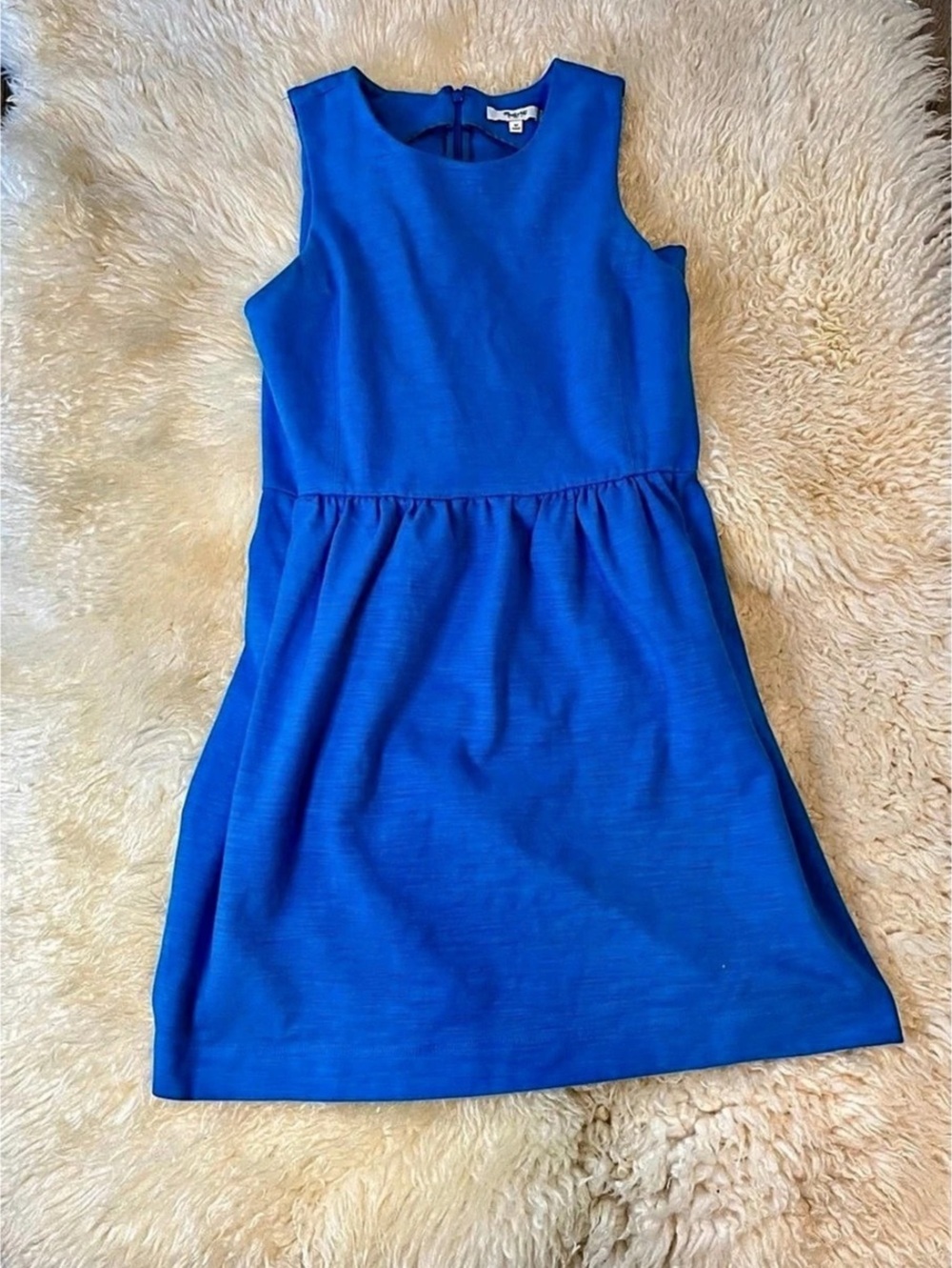 Madewell Women's Medium Sleeveless Stretch A-line Dress in Blue with Pockets